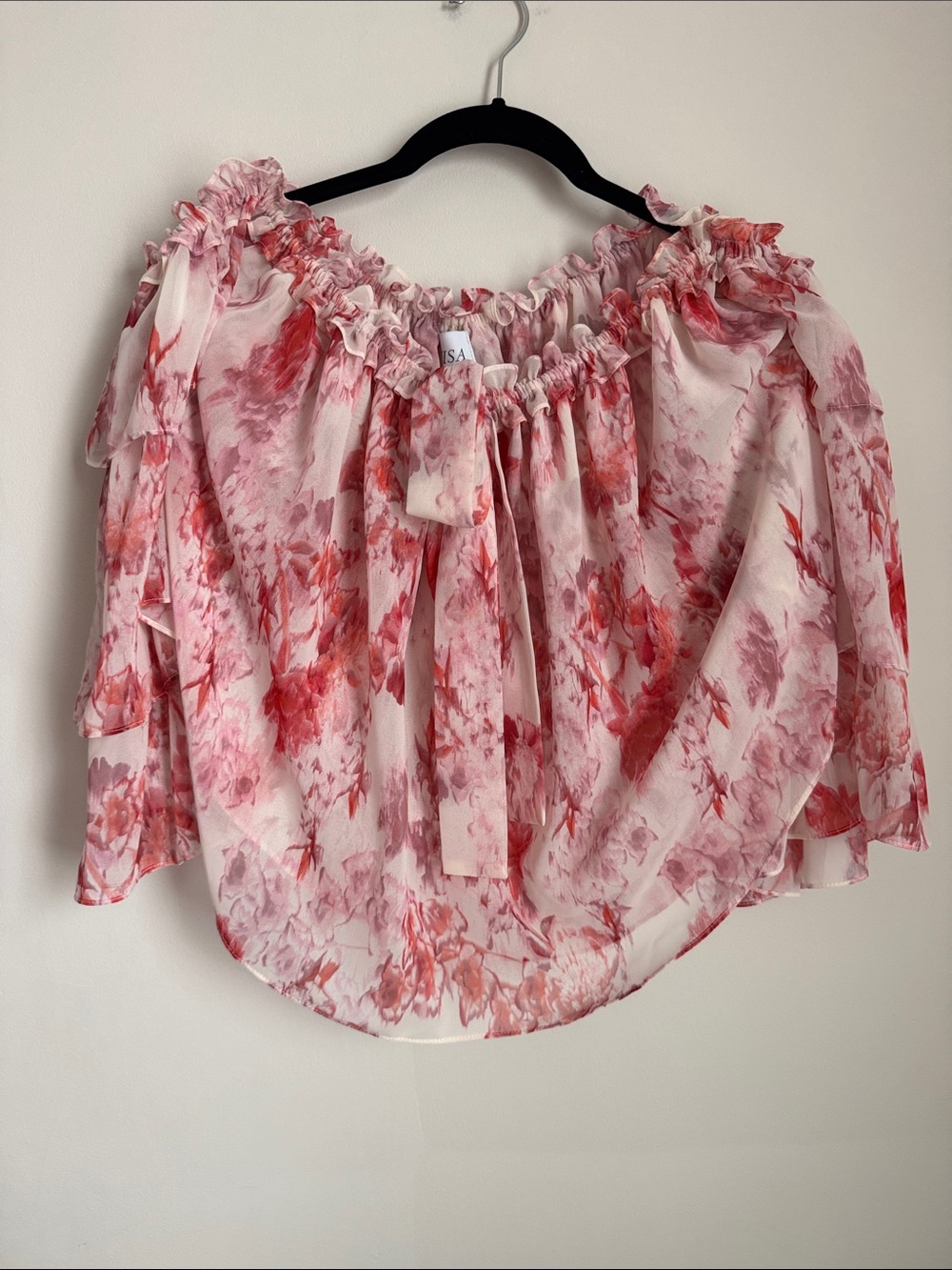 MISA LOS ANGELES FLORAL OFF SHOULDER TOP